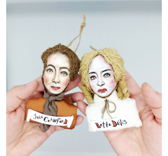 Bette Davis and Joan Joan Crawford - Christmas ornaments handmade