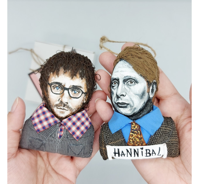 Set Hannibal Lecter and Will Graham ornaments, Halloween Horror Movie ornaments