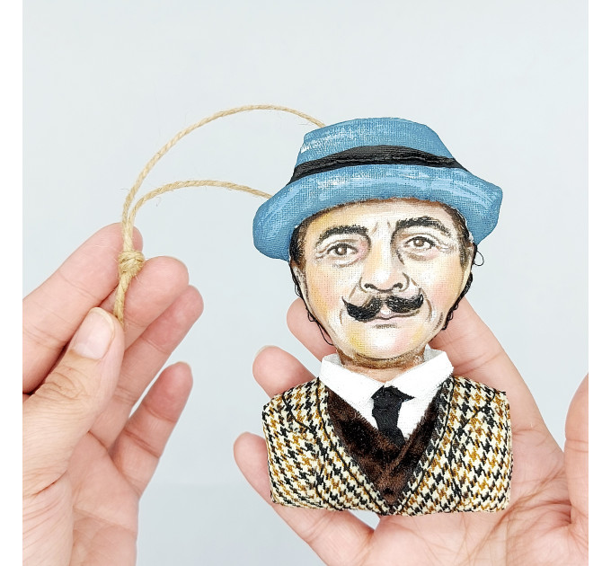 Hercule Poirot famous detective Christmas ornament
