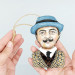 Hercule Poirot famous detective Christmas ornament