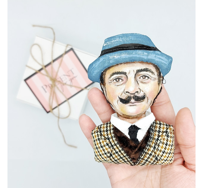 Hercule Poirot famous detective Christmas ornament