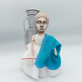 Figurine of Aspasia of Miletus - teacher of ancient philosophy, feminist - Ancient History Art - Collectible doll + wooden column