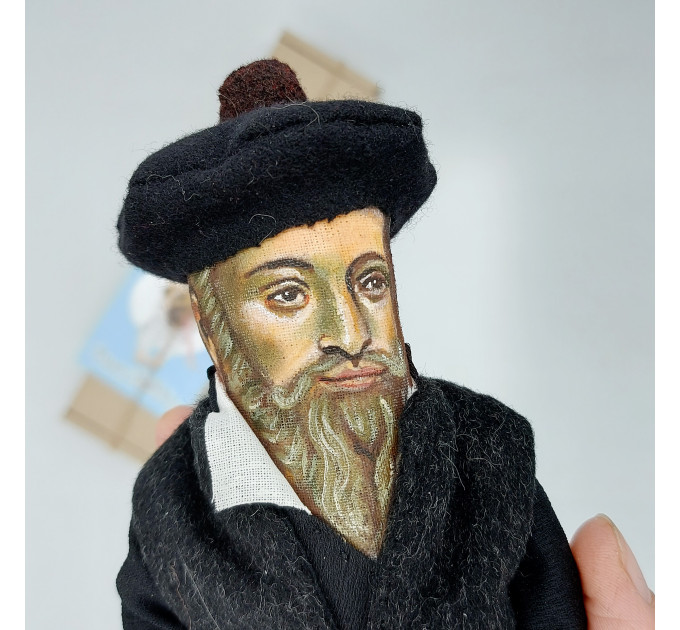 Nostradamus figure, French astrologer, apothecary, physician, and famous reputed seer - Collectible doll