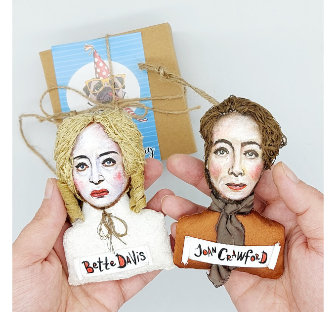 Bette Davis and Joan Joan Crawford - Christmas ornaments handmade
