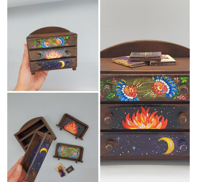 Archeron sisters dresser for Fairy dollhouse, miniature furniture handcrafted