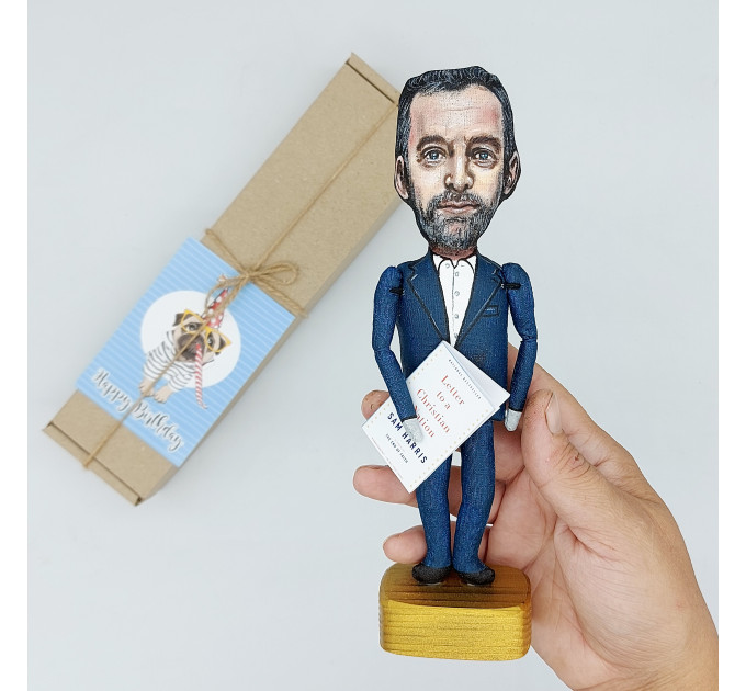 Sam Harris famous American philosopher, neuroscientist, podcast host - the four horsemen - Atheist gift! Collectible doll