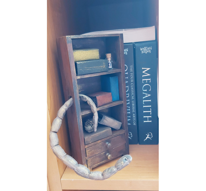 Book worm Library Bookcase, Dollhouse Library miniature furniture 1 : 12