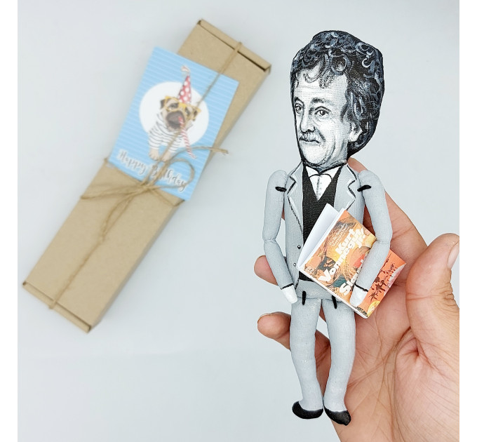 Kurt Vonnegut famous American writer figurine - Book shelf decor - Readers gift! Collectible doll