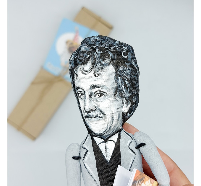 Kurt Vonnegut famous American writer figurine - Book shelf decor - Readers gift! Collectible doll