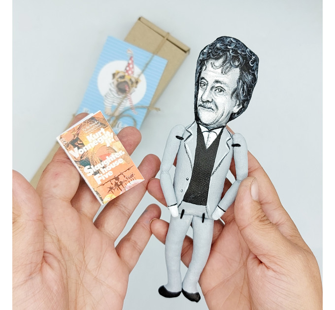 Kurt Vonnegut famous American writer figurine - Book shelf decor - Readers gift! Collectible doll