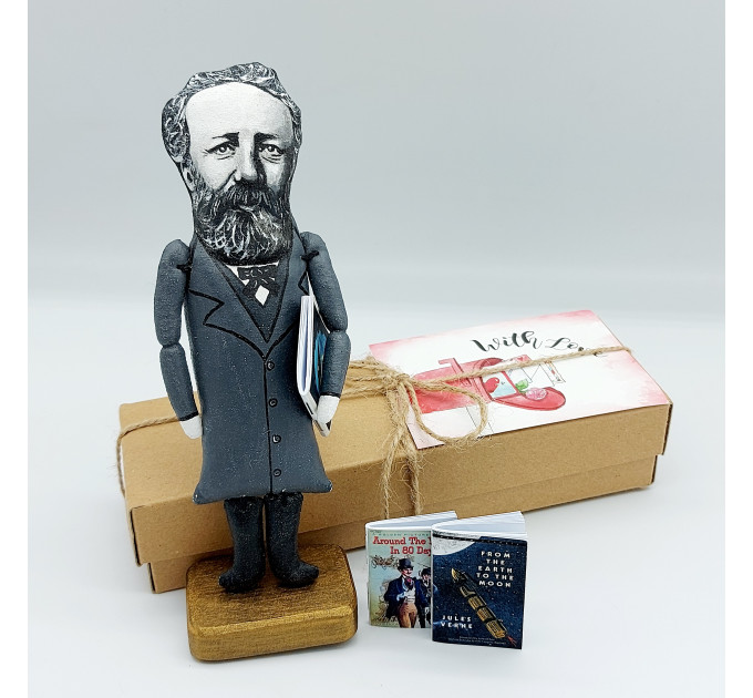 Jules Verne figurine, famous French novelist, poet, father of science fiction - Book lover gift!