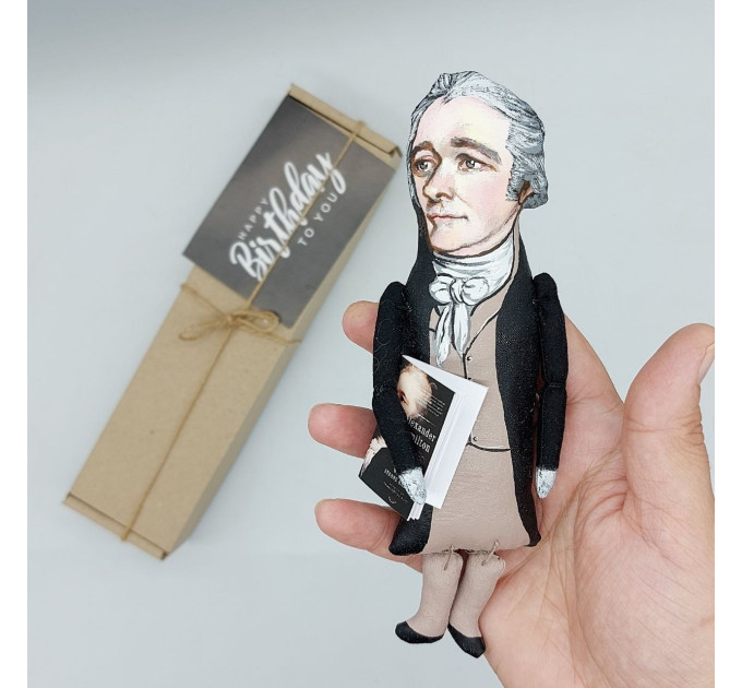Alexander Hamilton famous American statesman, Founding Father figurine, Historical doll