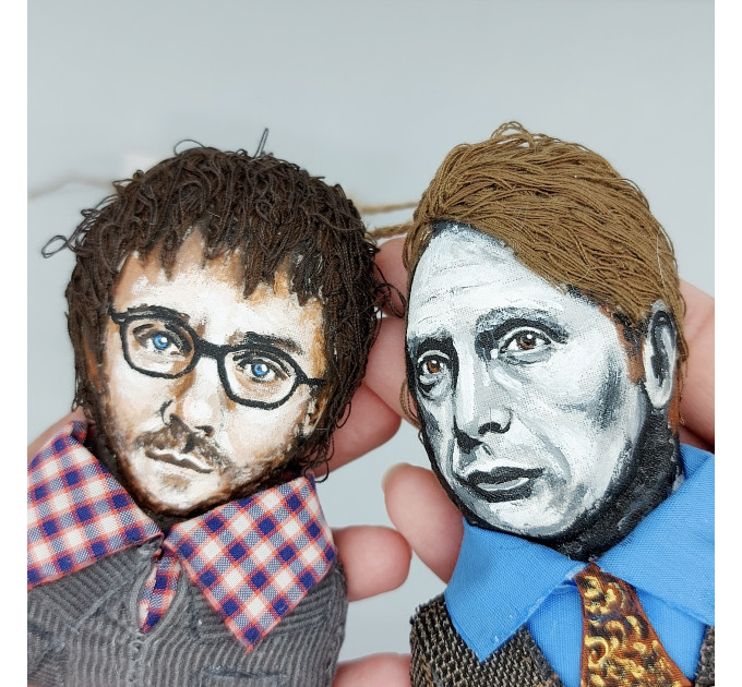 Set Hannibal Lecter and Will Graham ornaments, Halloween Horror Movie ornaments