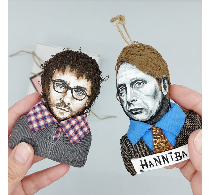 Set Hannibal Lecter and Will Graham ornaments, Halloween Horror Movie ornaments