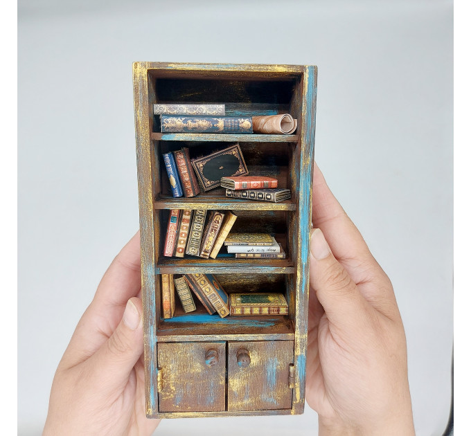 Library Bookcase, Miniature Bookshelf 1 : 12 , Library Bookshelves - Dollhouse furniture