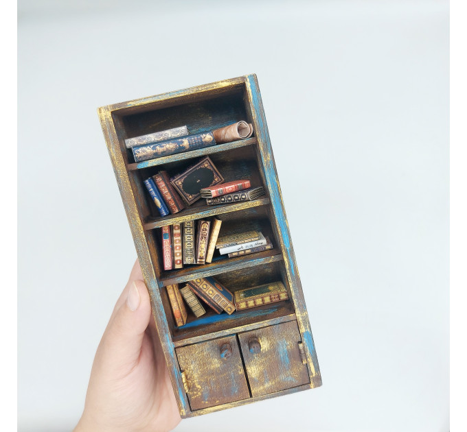 Library Bookcase, Miniature Bookshelf 1 : 12 , Library Bookshelves - Dollhouse furniture