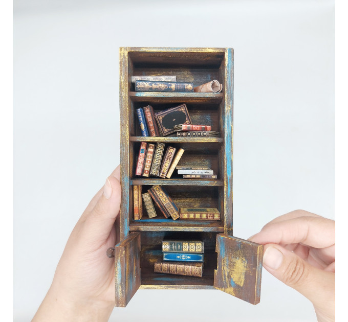 Library Bookcase, Miniature Bookshelf 1 : 12 , Library Bookshelves - Dollhouse furniture