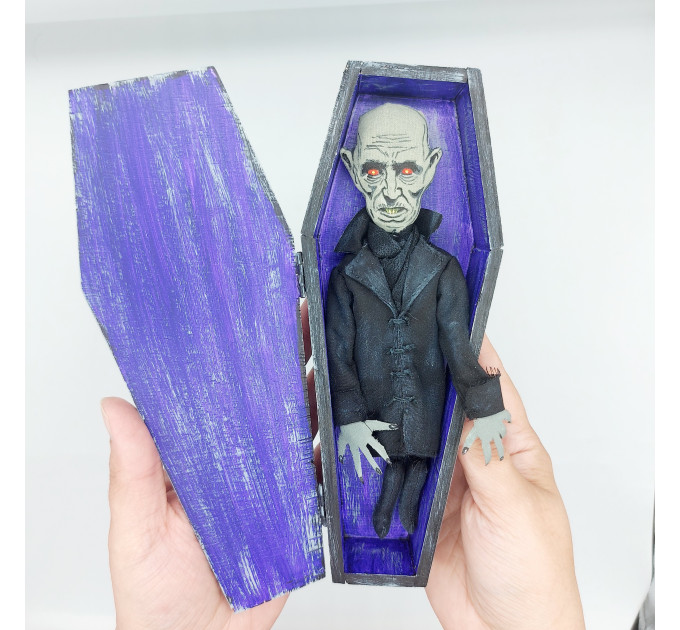 Vampire in a coffin, dark Gothic doll - Vampire gift - handmade Halloween decor
