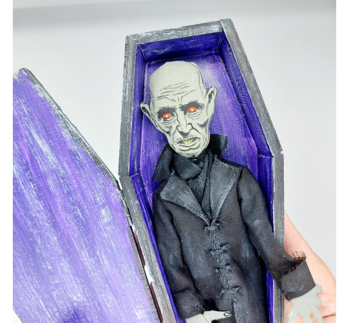 Vampire in a coffin, dark Gothic doll - Vampire gift - handmade Halloween decor