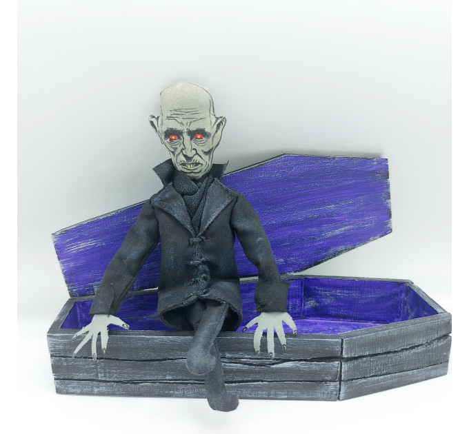 Vampire in a coffin, dark Gothic doll - Vampire gift - handmade Halloween decor
