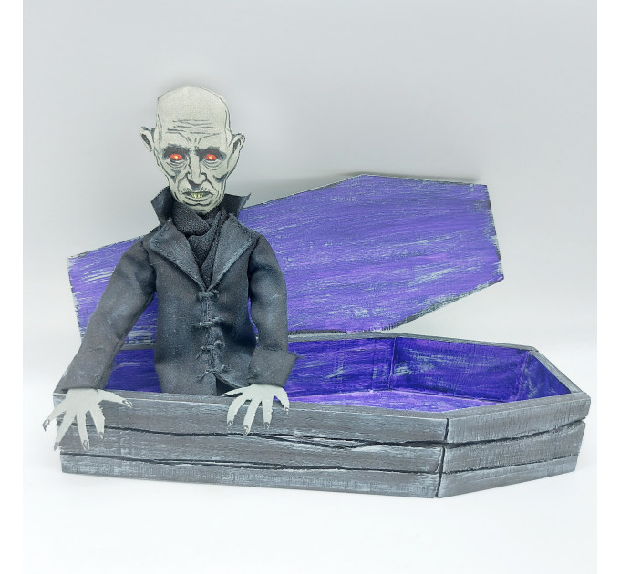 Vampire in a coffin, dark Gothic doll - Vampire gift - handmade Halloween decor