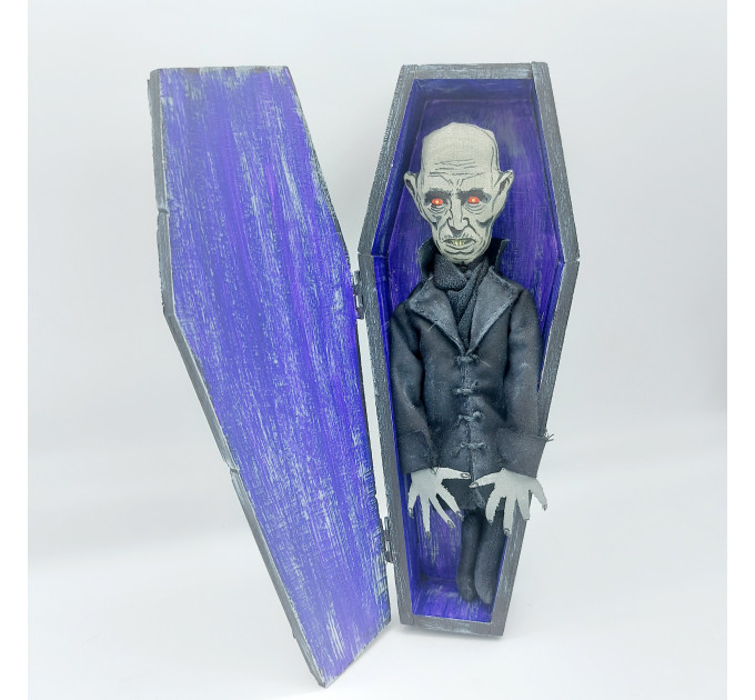 Vampire in a coffin, dark Gothic doll - Vampire gift - handmade Halloween decor