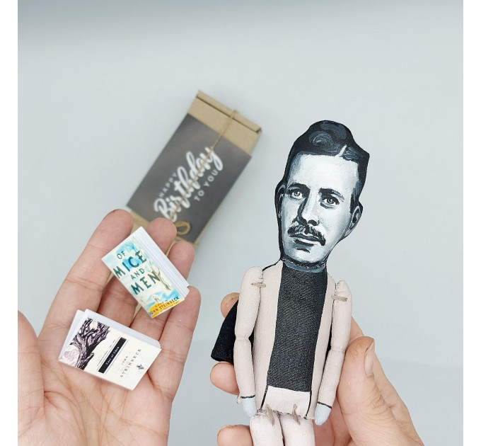 John Steinbeck figure, famous American writer  - Reader office art - Collectible doll