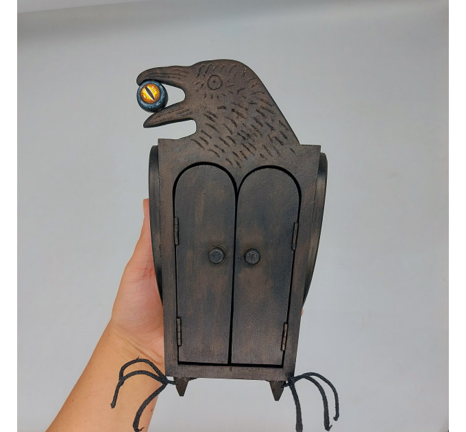 Wardrobe - Raven handmade wooden decor, Gothic dollhouse