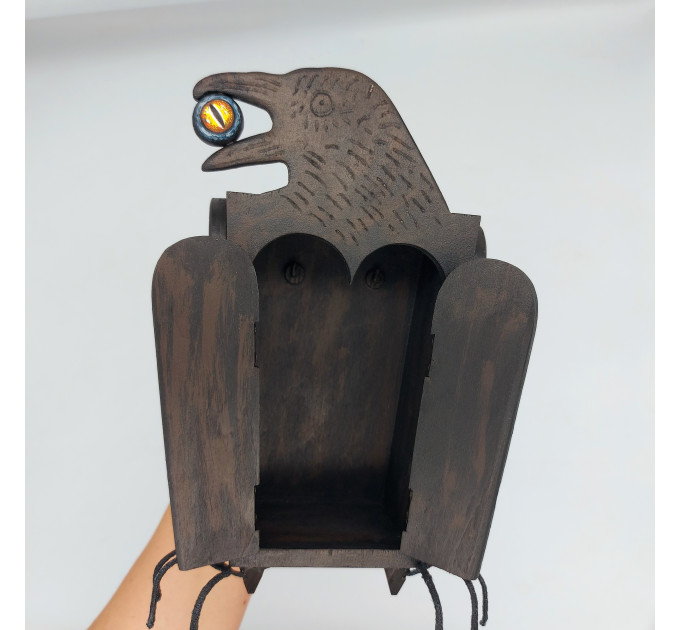 Wardrobe - Raven handmade wooden decor, Gothic dollhouse