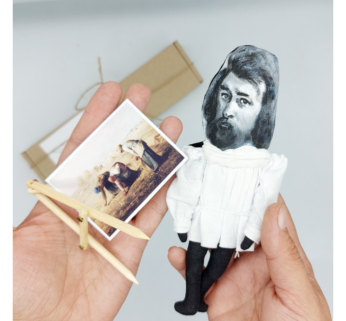Jean Francois Millet figure, famous French artist the Realism art movement - Artists room decor, Collectible doll