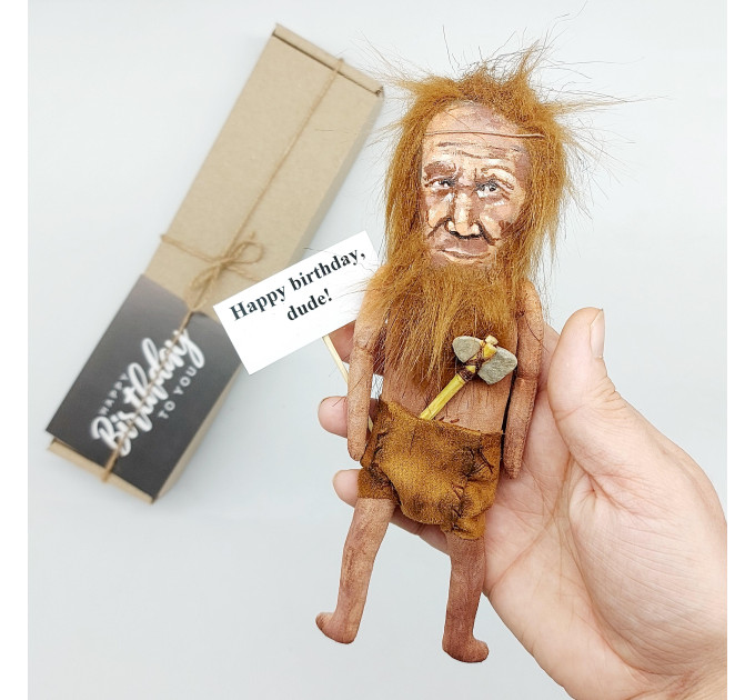 Prehistoric Caveman figurine - Man Cave sign, Birthday Gifts! Stone Age homo sapiens, prehistoric hunters doll