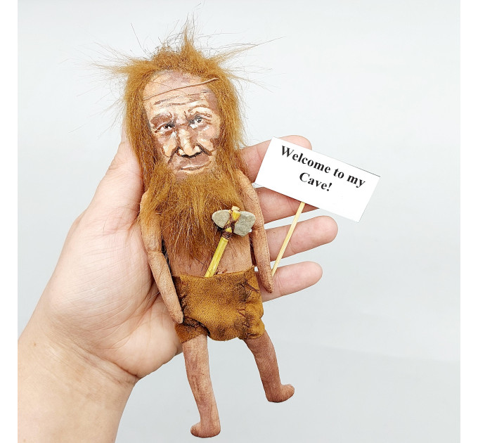 Prehistoric Caveman figurine - Man Cave sign, Birthday Gifts! Stone Age homo sapiens, prehistoric hunters doll