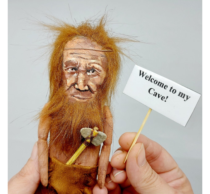 Prehistoric Caveman figurine - Man Cave sign, Birthday Gifts! Stone Age homo sapiens, prehistoric hunters doll