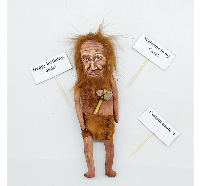 Prehistoric Caveman figurine - Man Cave sign, Birthday Gifts! Stone Age homo sapiens, prehistoric hunters doll