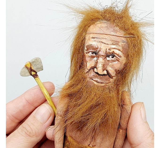 Prehistoric Caveman figurine - Man Cave sign, Birthday Gifts! Stone Age homo sapiens, prehistoric hunters doll