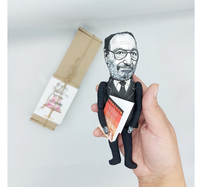 Umberto Eco figure, Italian philosopher, novelist, Library bookshelves decor - Literary gift!