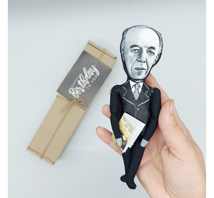 Ernst Gombrich figure, famous art historian, book The Story of Art - Thinker doll