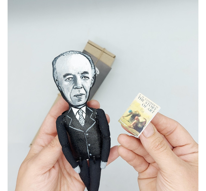 Ernst Gombrich figure, famous art historian, book The Story of Art - Thinker doll