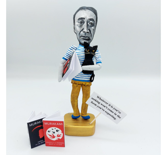 Haruki Murakami figurine, famous Japanese author - Book lover gift!