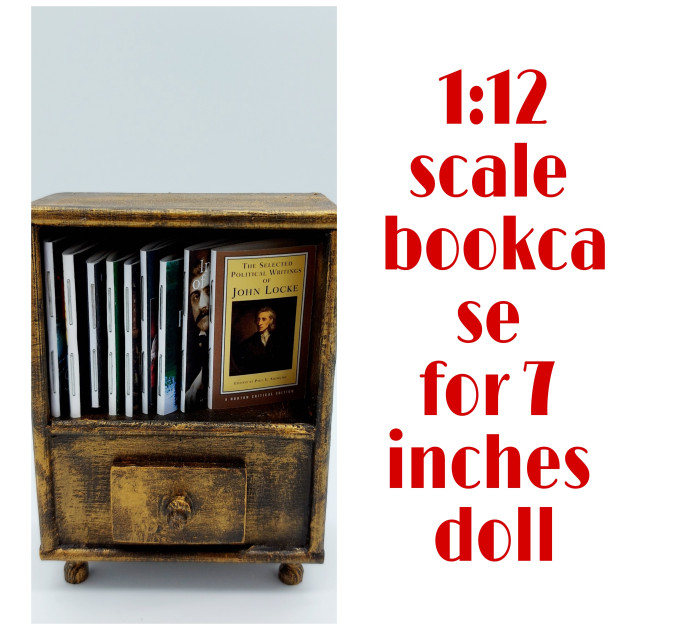 Miniature library, 1:12 scale bookcase, furniture miniature, library office decor