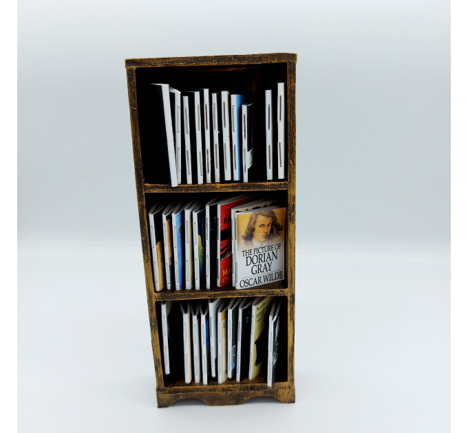 Miniature Wooden Bookcase 1:12 scale furniture for 7 inches dolls, Library decoration
