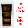 Miniature Wooden Bookcase 1:12 scale furniture for 7 inches dolls, Library decoration