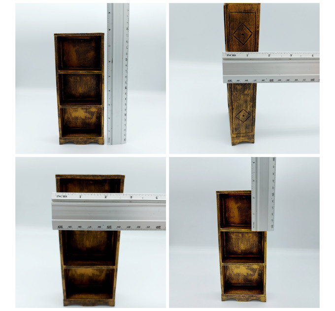 Miniature Wooden Bookcase 1:12 scale furniture for 7 inches dolls, Library decoration