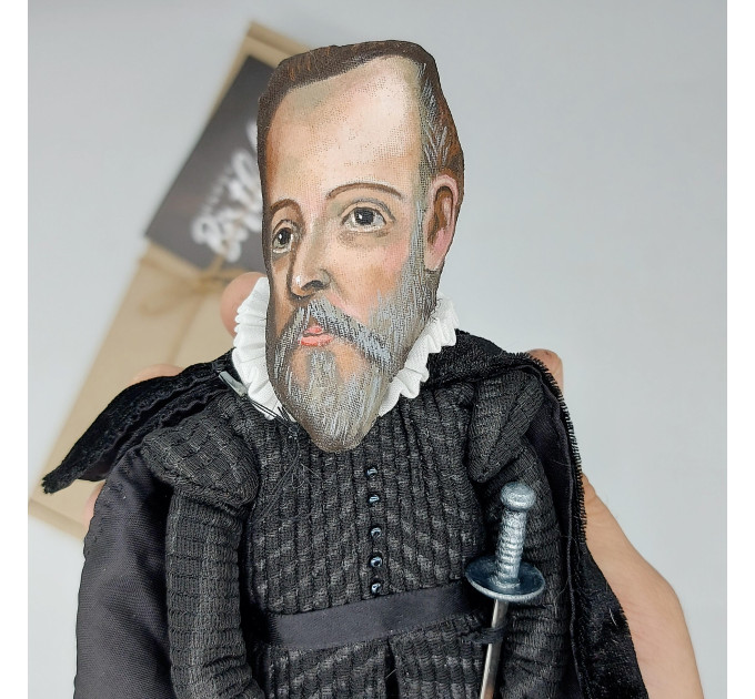 Miguel de Cervantes figure, Spanish writer, author novel Don Quixote - Book lover gift!