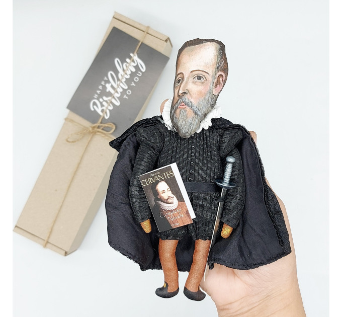 Miguel de Cervantes figure, Spanish writer, author novel Don Quixote - Book lover gift!