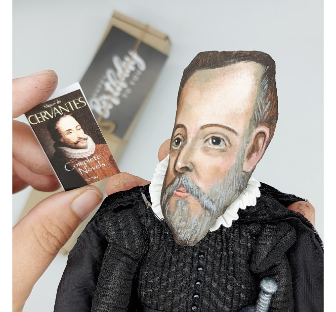 Miguel de Cervantes figure, Spanish writer, author novel Don Quixote - Book lover gift!
