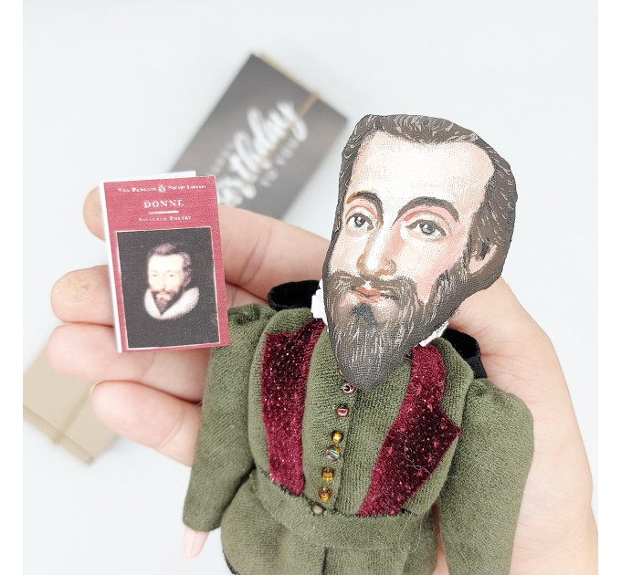 John Donne figurine, English poet, scholar - Book lover gift! Collectible doll