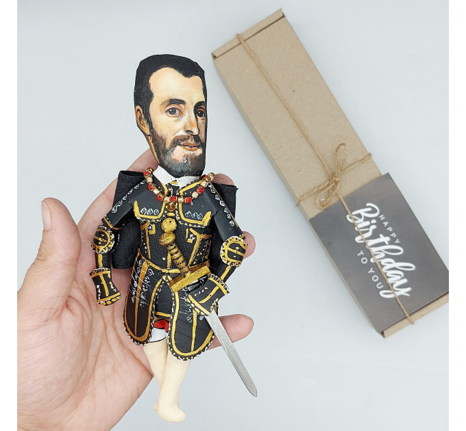 Charles V Habsburg figurine, Holy Roman Emperor - History art - Collectible doll
