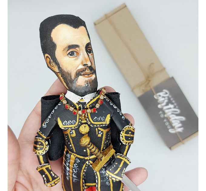 Charles V Habsburg figurine, Holy Roman Emperor - History art - Collectible doll