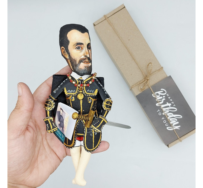 Charles V Habsburg figurine, Holy Roman Emperor - History art - Collectible doll